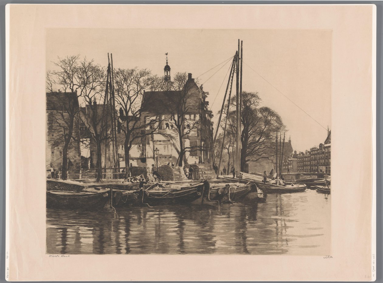 Riving av en bygning der Binnenkant og Prins Hendrikkade går sammen Inne med havari av Willem Witsen (signed by artist)