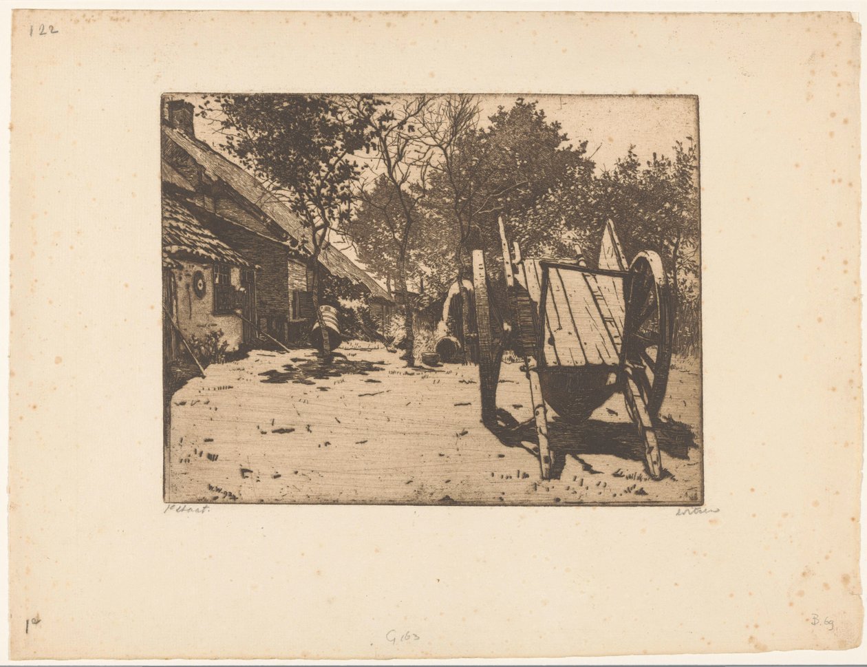 Bil på et gårdstun i Brabant av Willem Witsen (signed by artist)