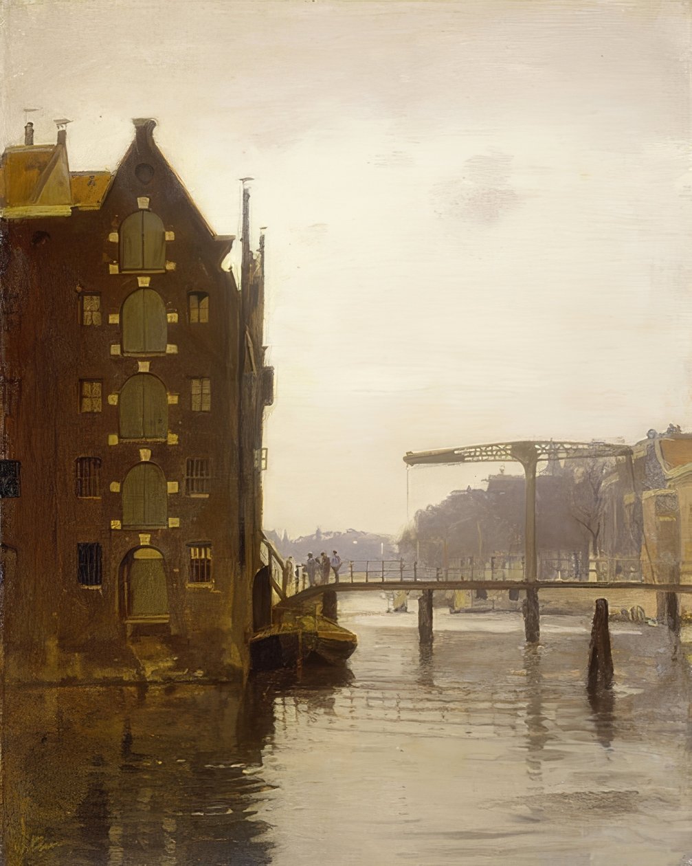 Bodenspeicher in einer Amsterdamer Gracht (lager på en Amsterdam-kanal på Uilenburg) av Willem Arnoldus Witsen