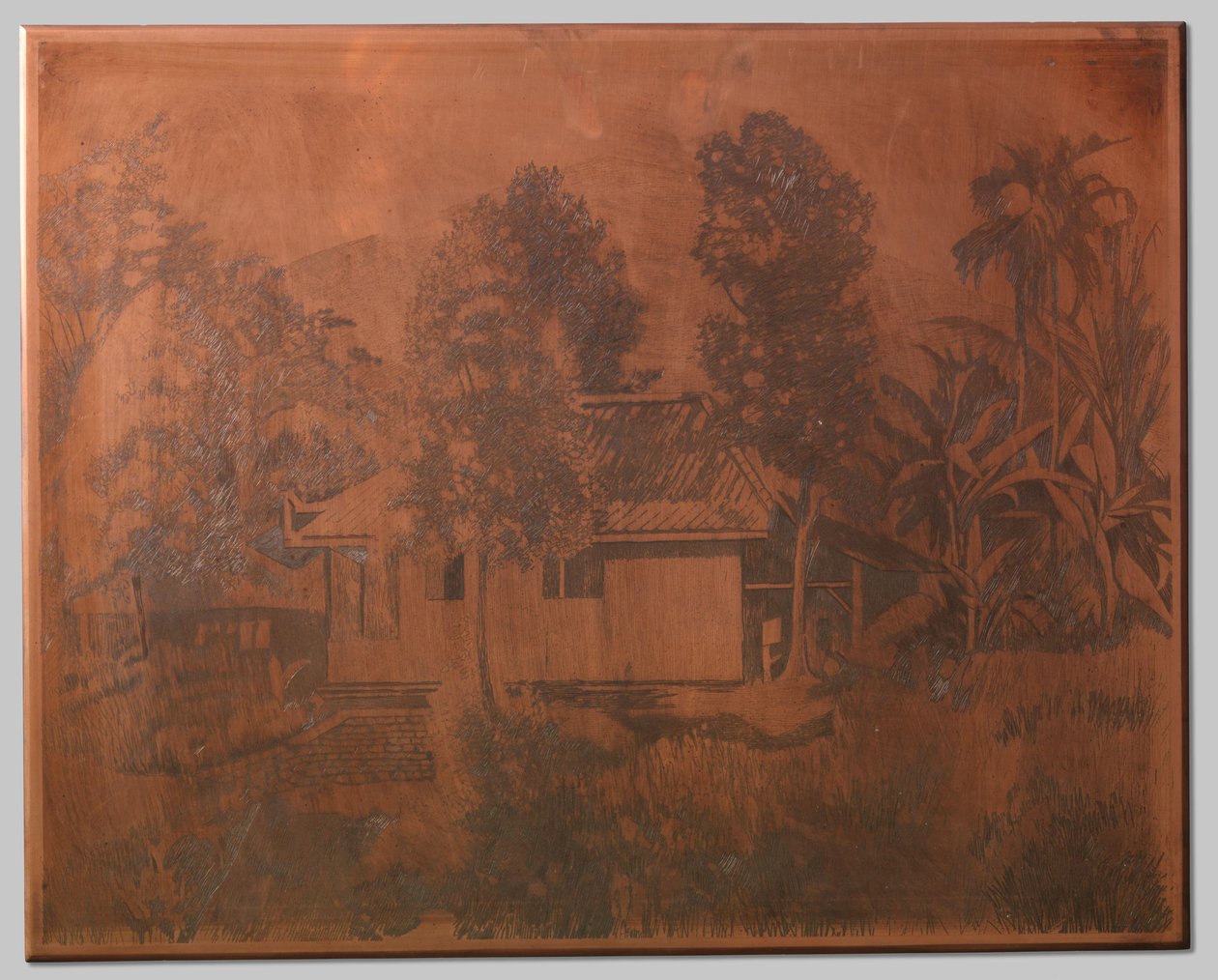 Buitenzorg, hus med en vulkan i bakgrunnen av Willem Arnoldus Witsen