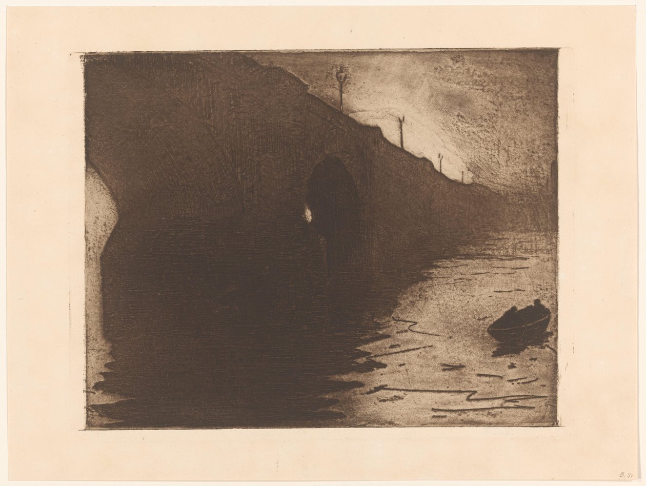 Utsikt over Waterloo Bridge i tåken i London av Willem Arnoldus Witsen