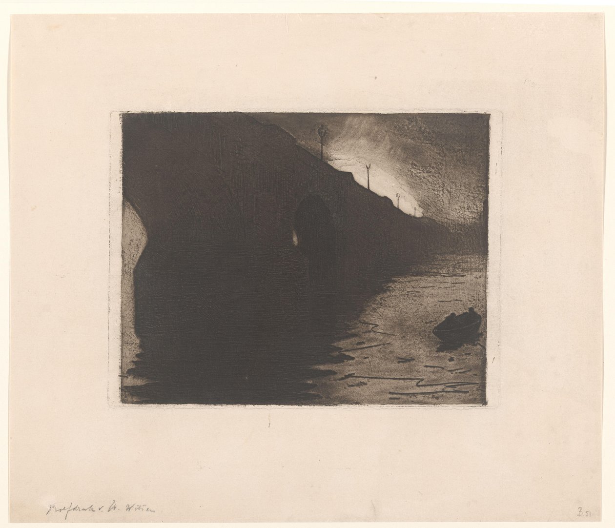 Utsikt over Waterloo Bridge i tåken i London av Willem Arnoldus Witsen