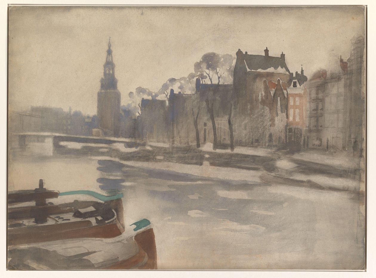 Utsikt over Oude Schans på Montelbaanstoren av Willem Arnoldus Witsen