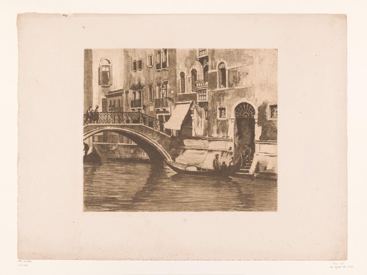 Gondol ved en bro over en kanal i Venezia Bro ved Campo Sant