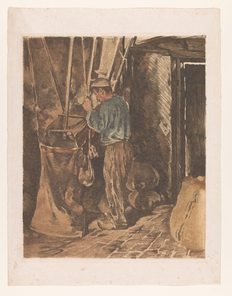 Miller med en pose mel Miller, lukket dør (original tittel) av Willem Arnoldus Witsen