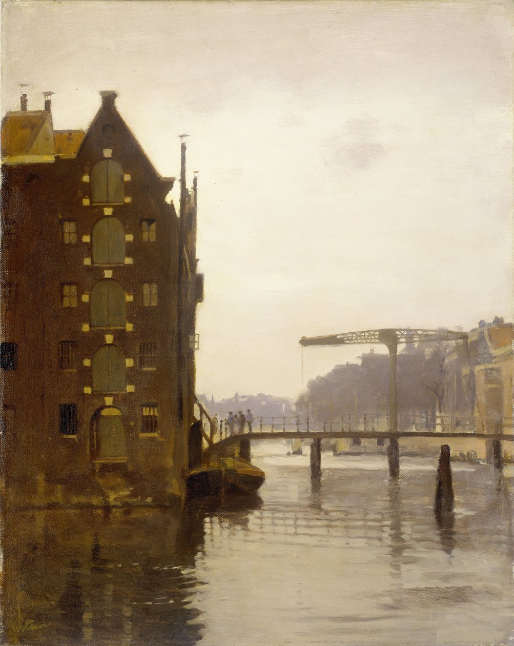 Varehus på en Amsterdam-kanal ved Uilenburg av Willem Arnoldus Witsen