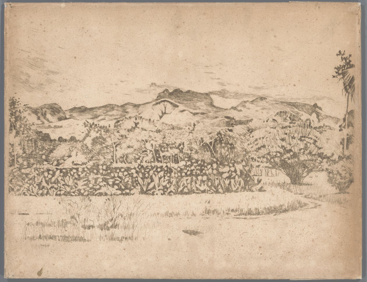 Utsikt over vulkanen De Kloet, Gambar av Willem Arnoldus Witsen