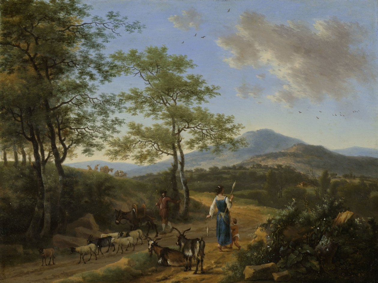 Italiensk landskap med gjetere av Willem de Heusch