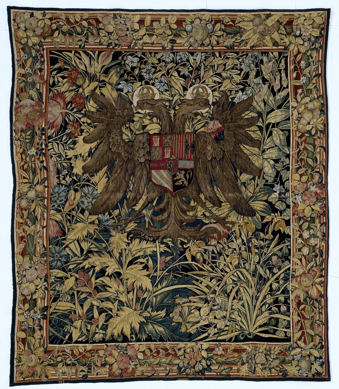 Tapet med armene til keiser Charles V Verdure med våpenskjoldet til keiser Charles V av Willem de Pannemaker
