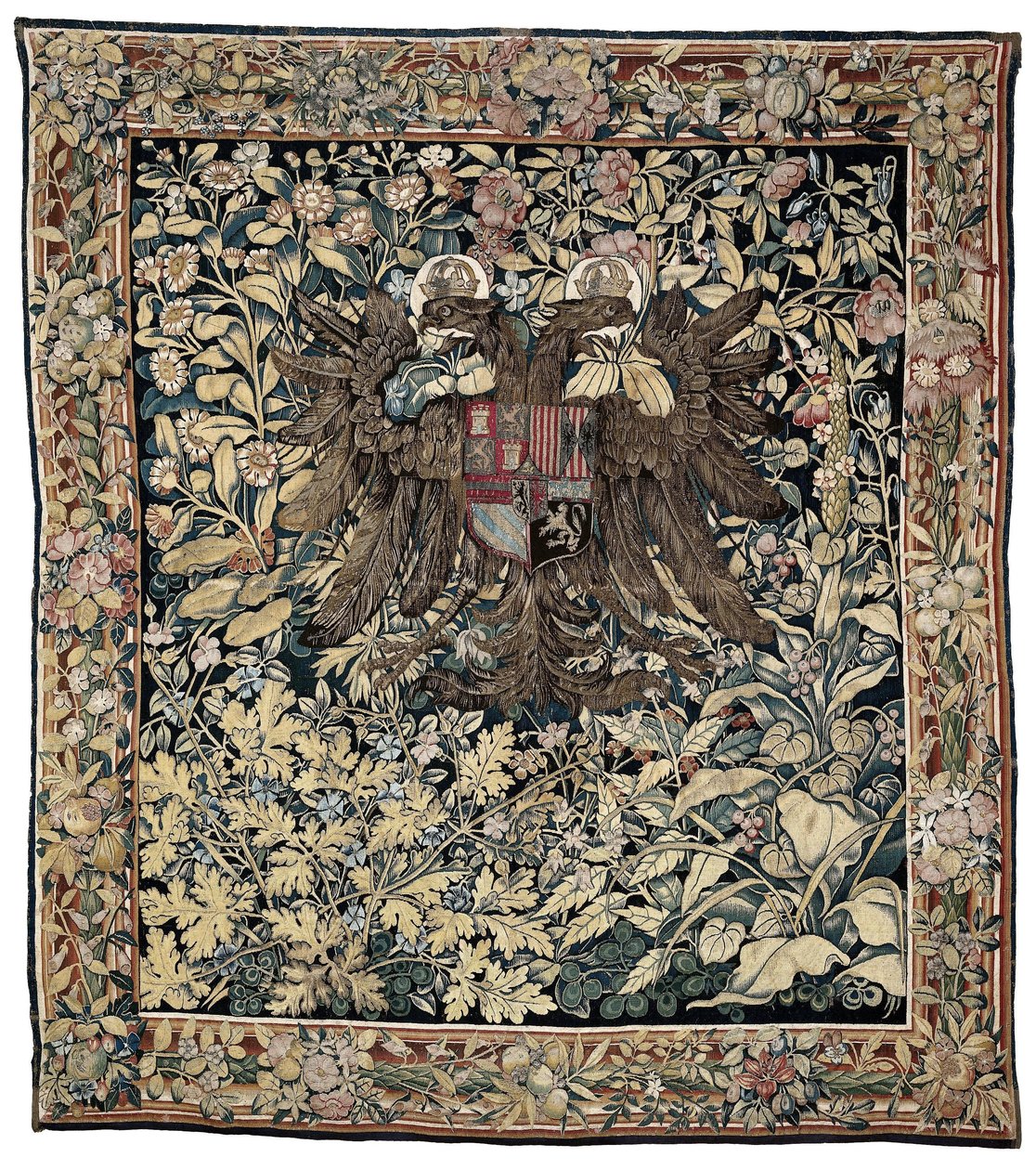 Tapetet med keiser Charles V Verdures våpen med våpenskjoldet til keiser Charles V av Willem de Pannemaker