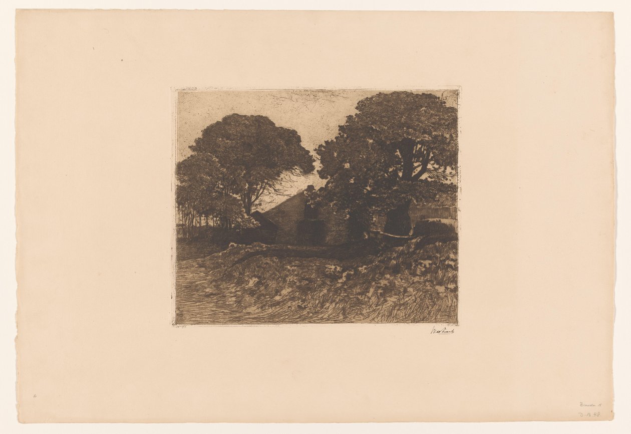 Gård eller gård i nærheten av store trær av Willem de Zwart (signed by artist)