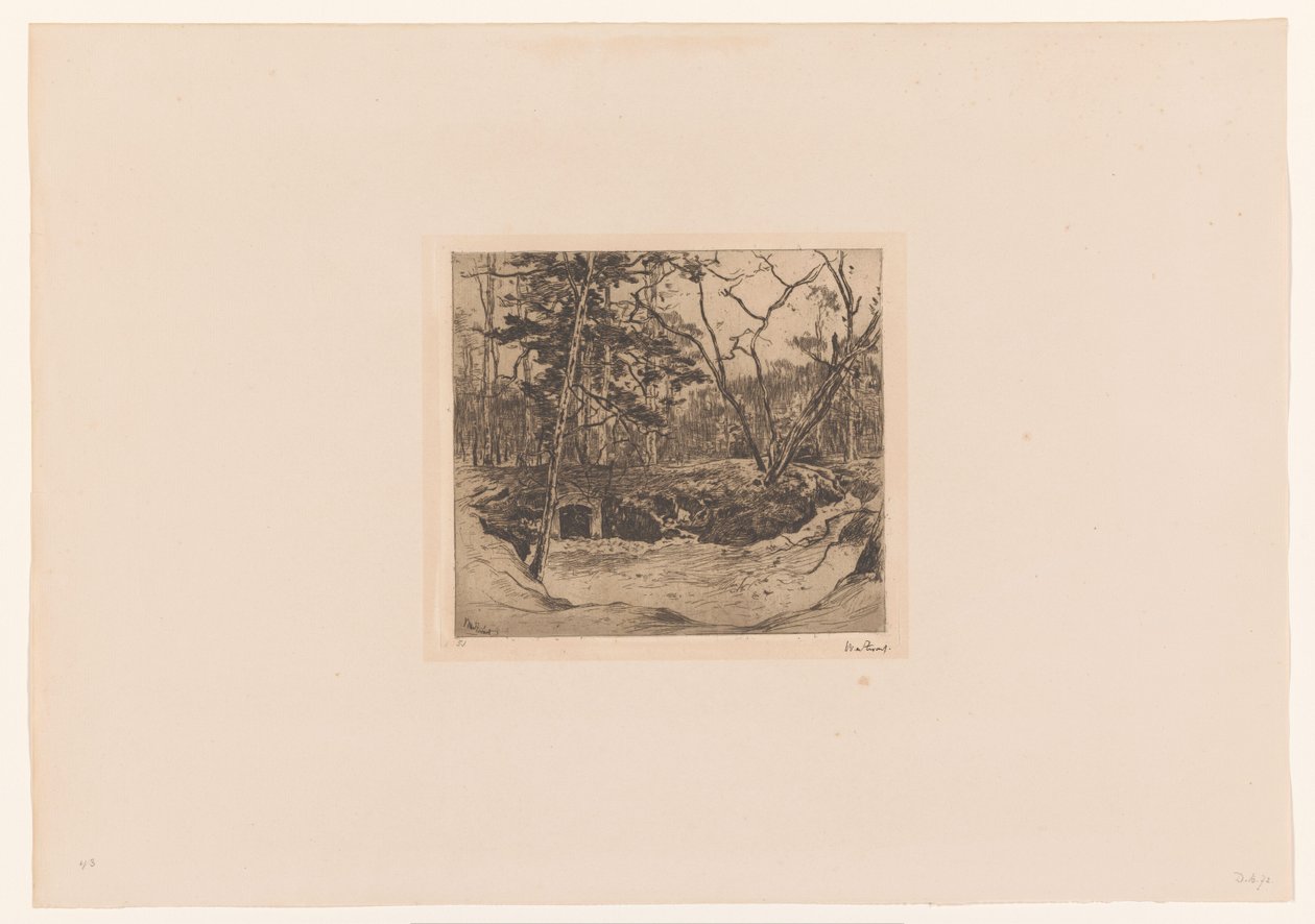 Skog med inngang til bombeskjul av Willem de Zwart (signed by artist)