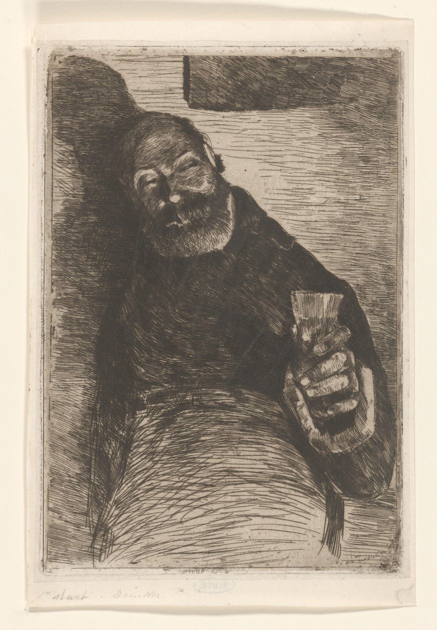 Drinker (original tittel på objekt) Mann med hevet glass (original tittel) av Willem de Zwart (signed by artist)