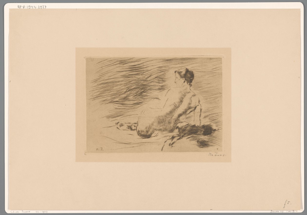 Liggende naken kvinne Liggende naken (original tittel) av Willem de Zwart (signed by artist)