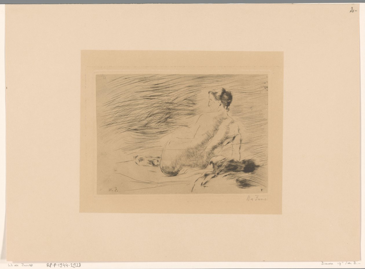 Liggende naken kvinne Liggende naken (original tittel) av Willem de Zwart (signed by artist)