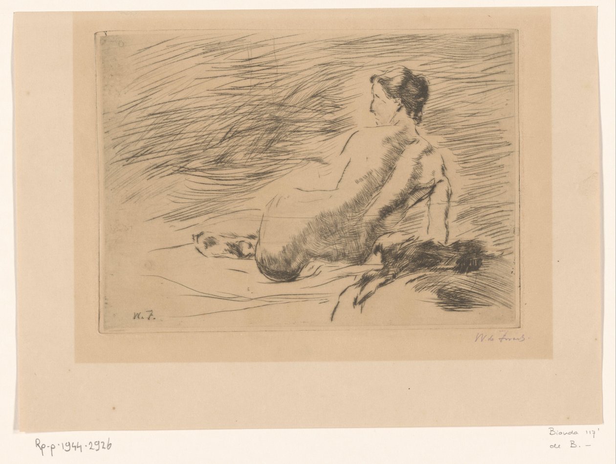 Liggende naken kvinne Liggende naken (original tittel) av Willem de Zwart (signed by artist)