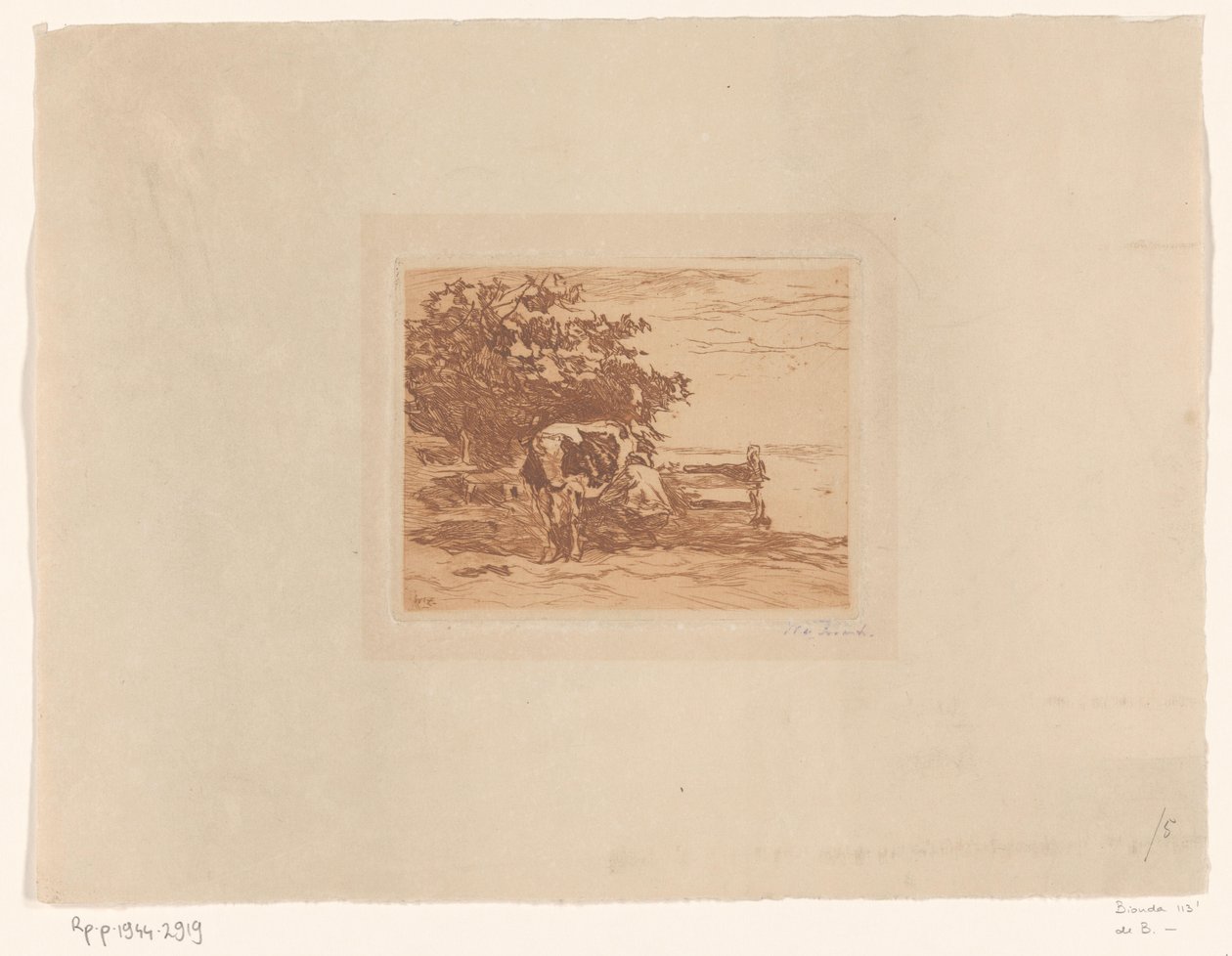 Milking Boer (original tittel) av Willem de Zwart (signed by artist)