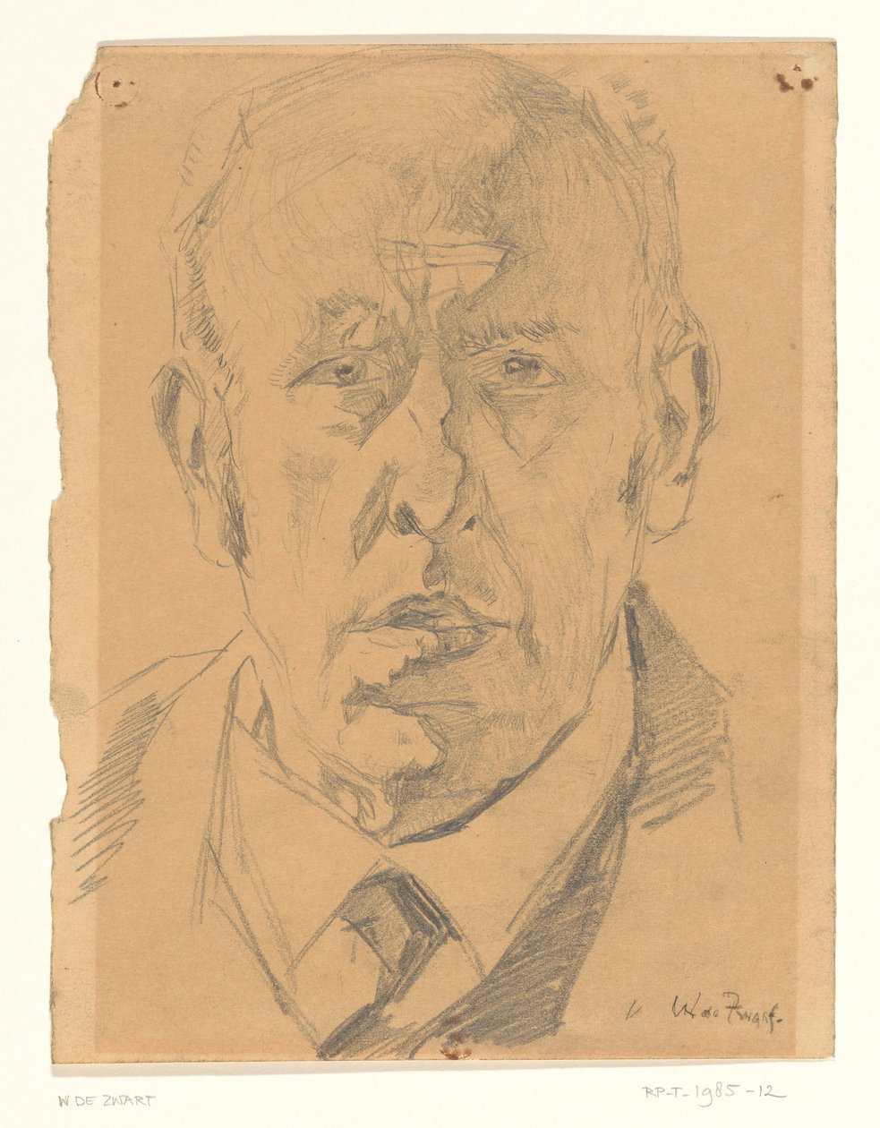 Portrett av en mann, forfra av Willem de Zwart