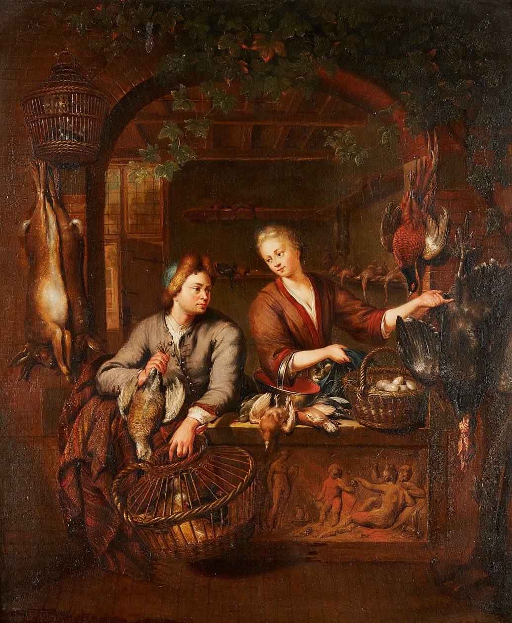 The Game Counter (olje på panel) av Willem van (after) Mieris