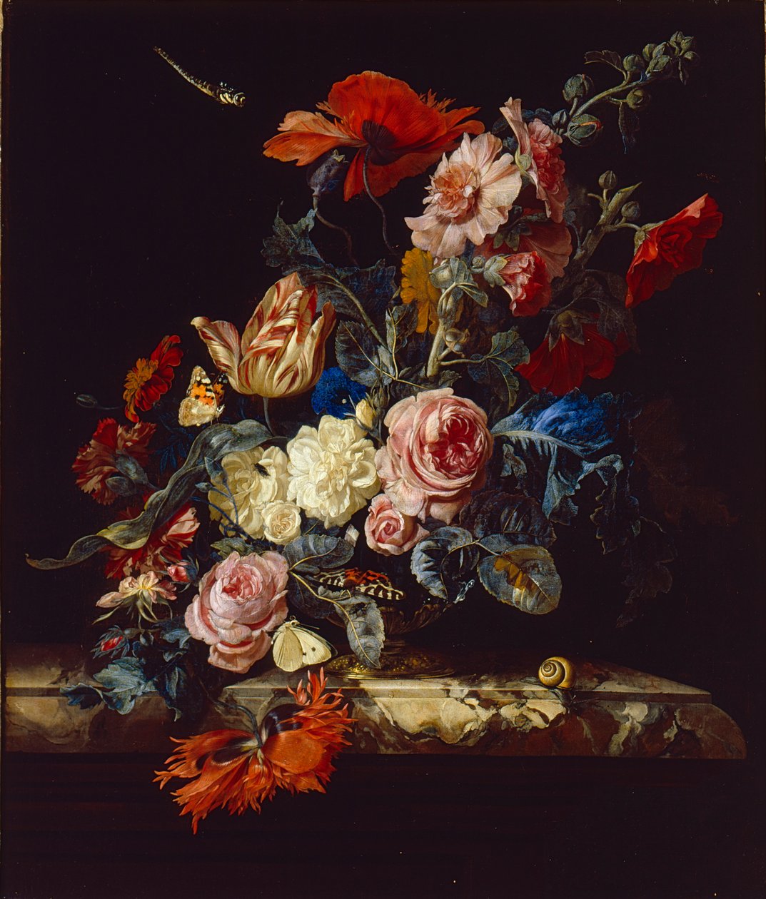 En vase med blomster, 1663 av Willem van Aelst
