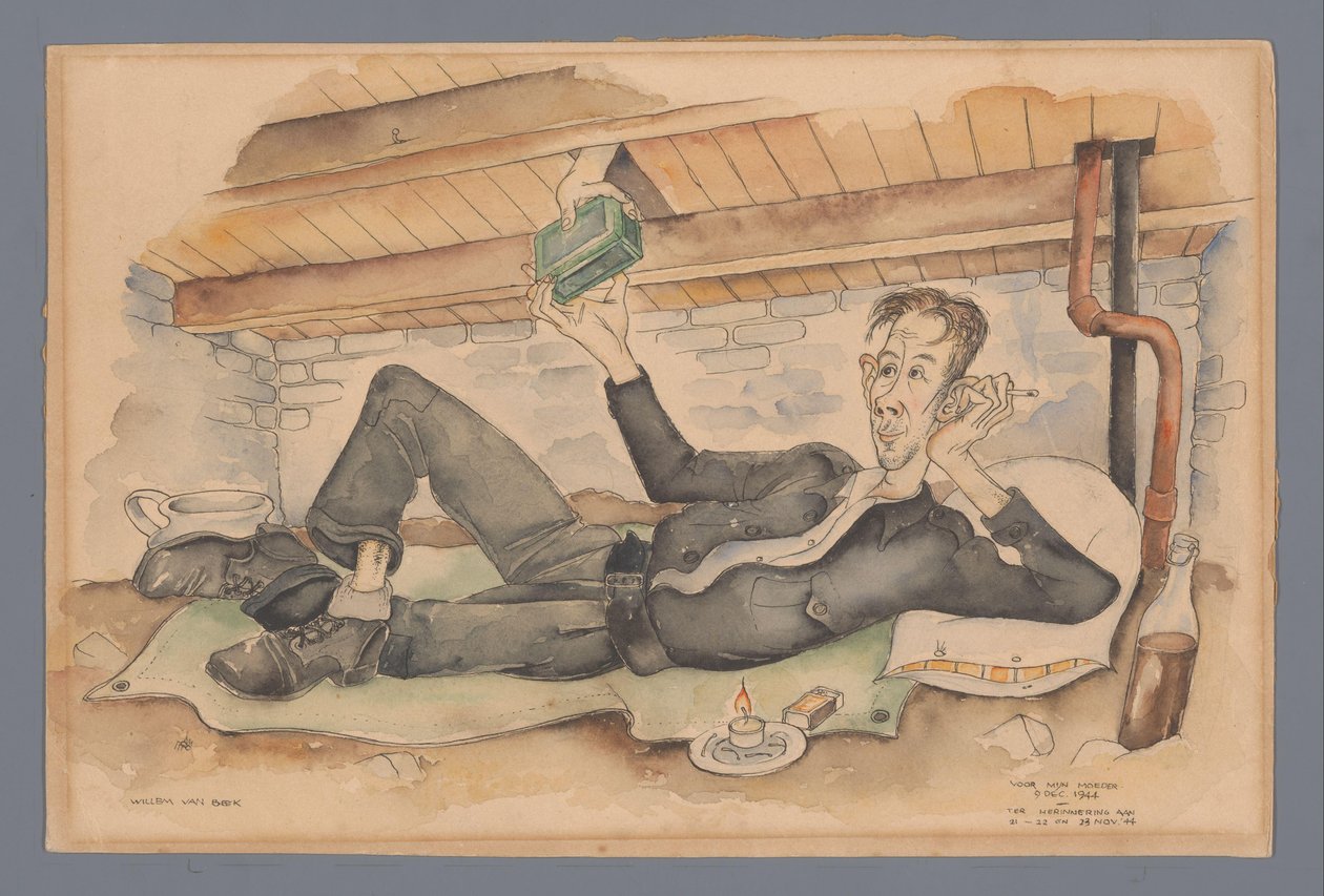 Selvportrett i gjemmested av Willem van Beek (signed by artist)