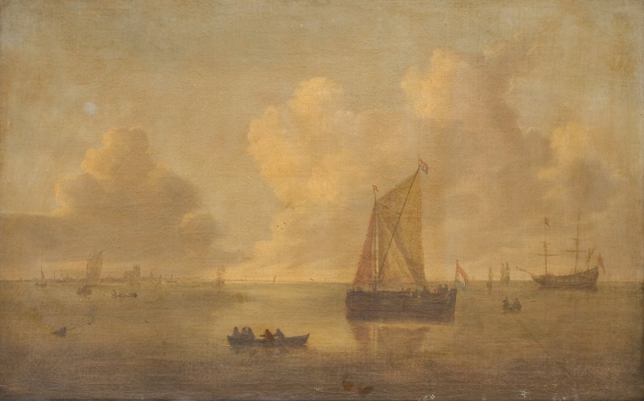 Havlandskap med en by i bakgrunnen av Willem van Diest