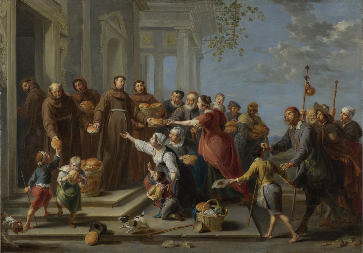 Saint Anthony of Padua distribuerer brød, ca 1662 av Willem van Herp the Elder