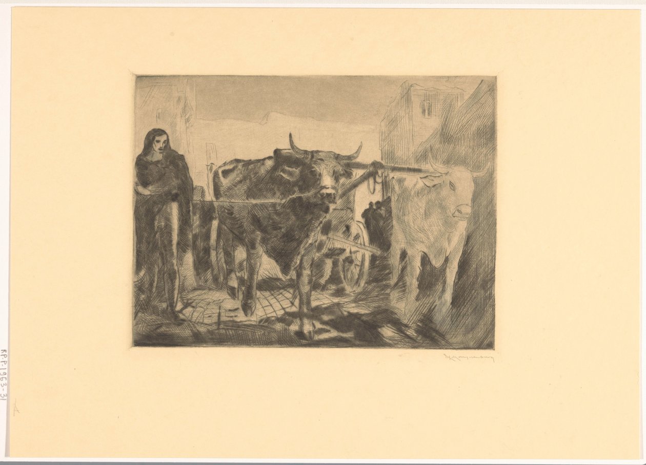 To okser for en vogn Oksevogn (original tittel) av Willem van Konijnenburg (signed by artist)