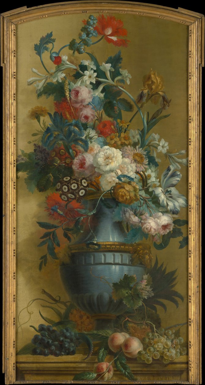 Blomster i en blå vase, 1700-tallet. av Willem van Leen