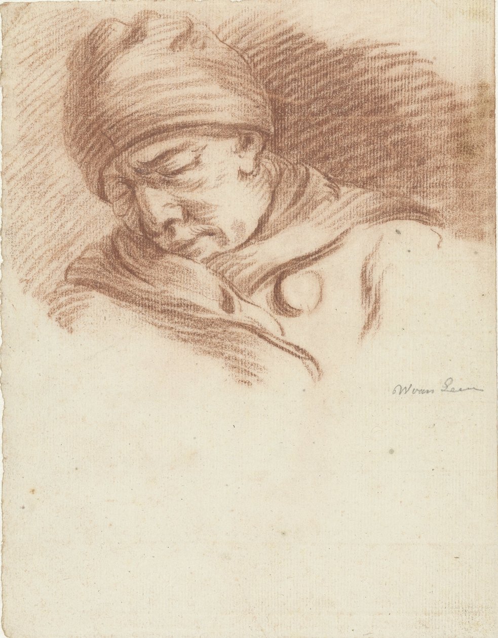 Sovende mann med hatt (selvportrett?) av Willem van Leen