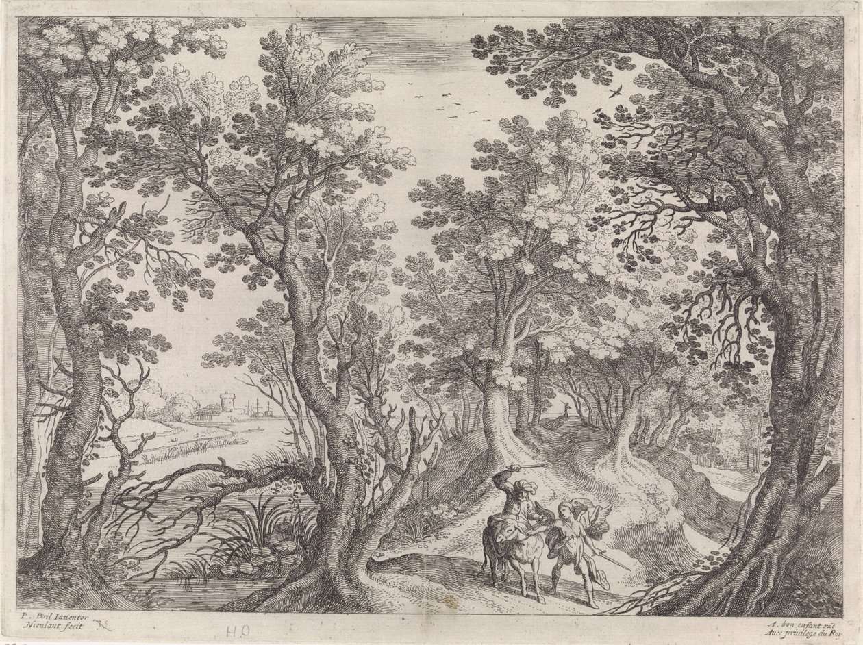 Bileam og eselet Italienske landskap (serietittel) av Willem van Nieulandt (II)