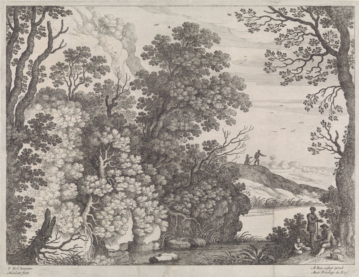 Skoglandskap Italienske landskap (serietittel) av Willem van Nieulandt (II)