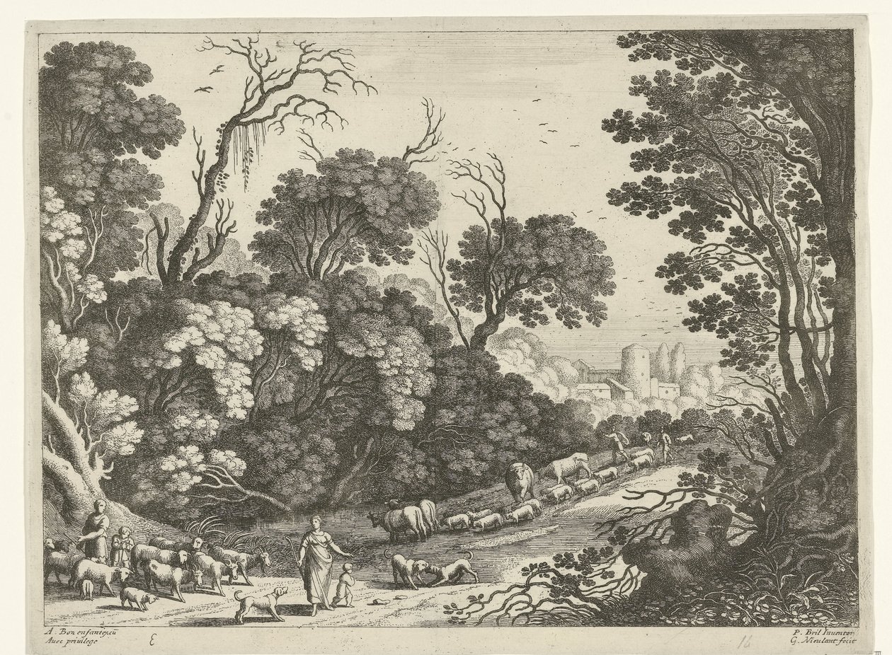 Hyrder med flokken Italienske landskap (serietittel) av Willem van Nieulandt (II)