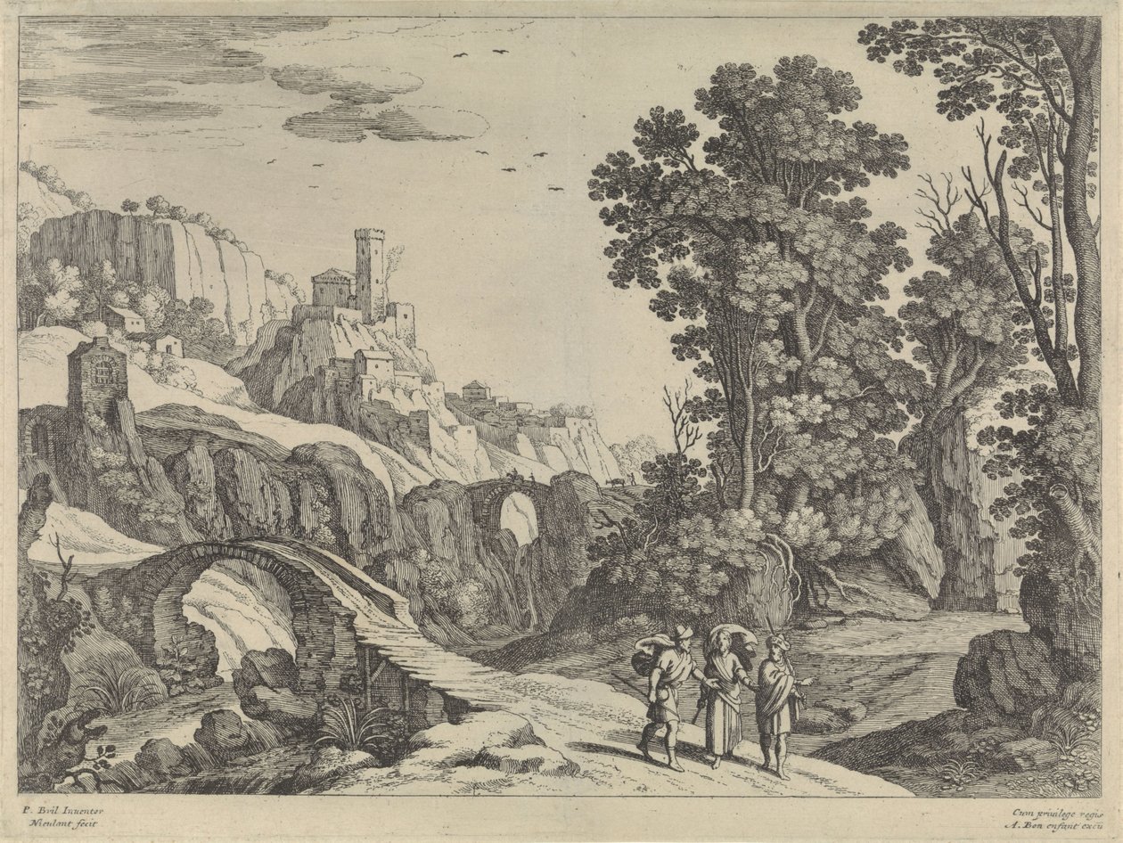 Landskap med Emmausreisende av Willem van Nieulandt (II)