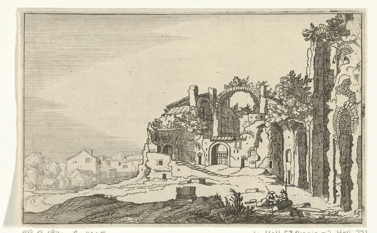 Diokletians bad Romerske ruiner og kystlandskap (serie 1) (serietittel) av Willem van Nieulandt (II)