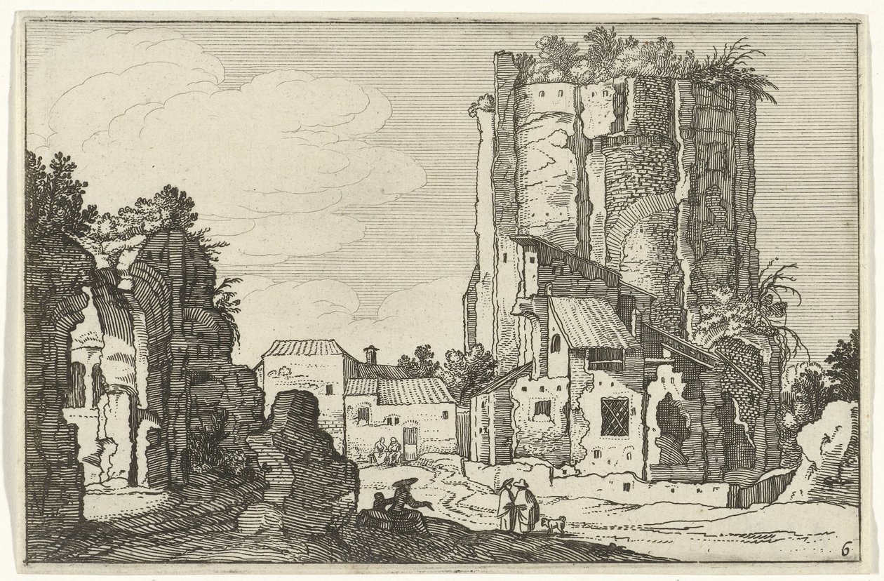 To ruiner Romerske ruiner og kystlandskap (serie 1) (serietittel) av Willem van Nieulandt (II)