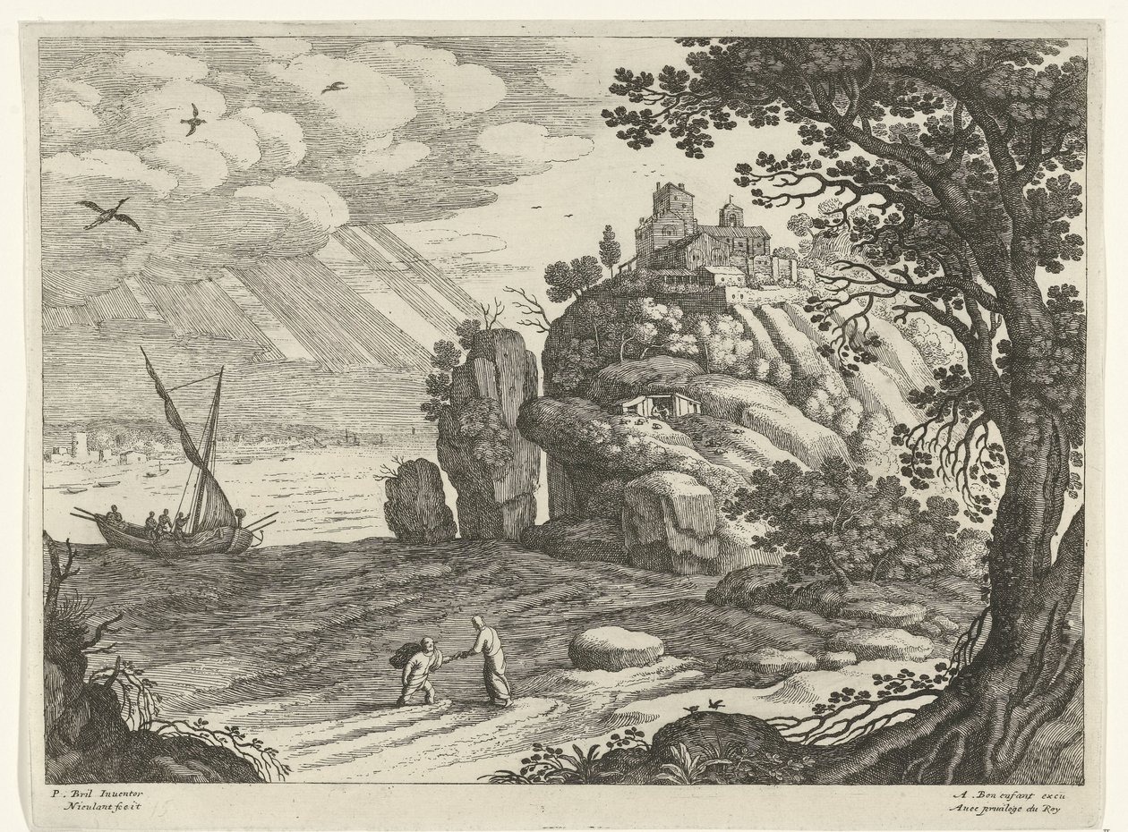 Mirakuløs fangst Italienske landskap (serietittel) av Willem van Nieulandt (II)