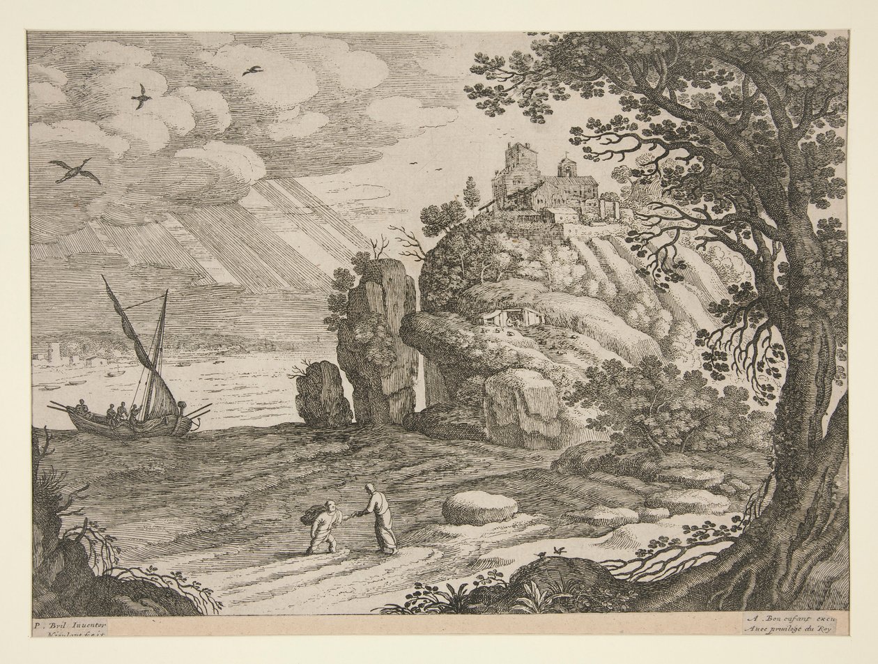 italienske landskap; en av 30 plater av Willem van Nieulandt II