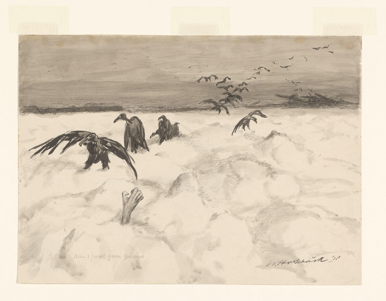 Ingen nyheter foran (original tittel på objekt) av Willem van Schaik (signed by artist)