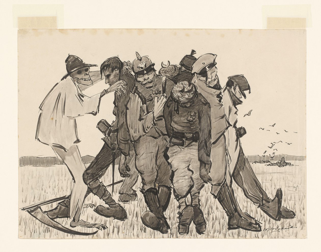 Innhøsting 1918. Moderne maisbunke (originaltittel på objektet) av Willem van Schaik (signed by artist)