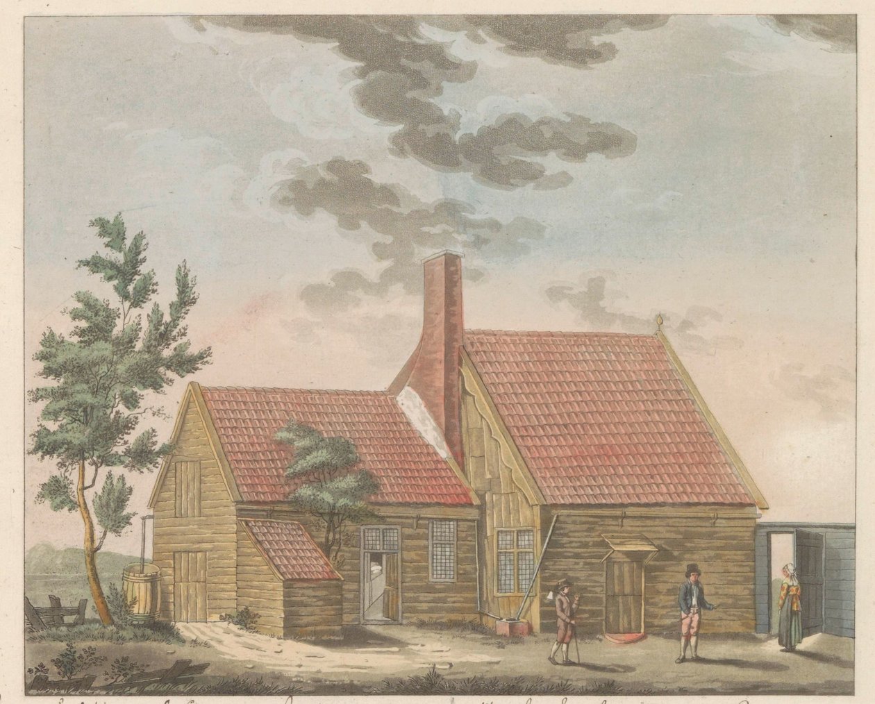 Tsar Peters hus i Zaandam, 1697 La maisonnette habitée par le Czar peirre le grand à Zaandam (...) - Hytta bebodd av tsaren Peeter de Groot i Zaandam i år 1697 / presentert i et øyeblikk da tsaren akkompagnerte seg selv av sin K av Willem van Senus (possibly)