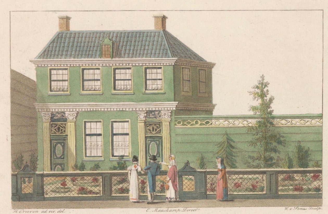 Bygger på østsiden 219 i Zaandam, 1824 Et bilde av et hus i Nord-Holland i Zaandam / Representation d