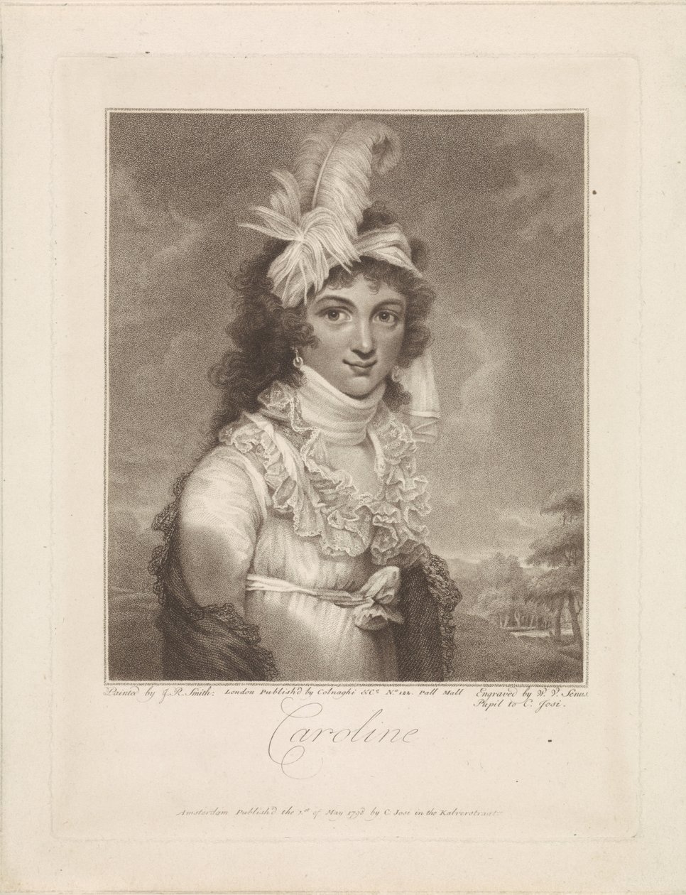 Portrett av Caroline Amalia Elisabeth av Brunswick-Wolfenbüttel av Willem van Senus