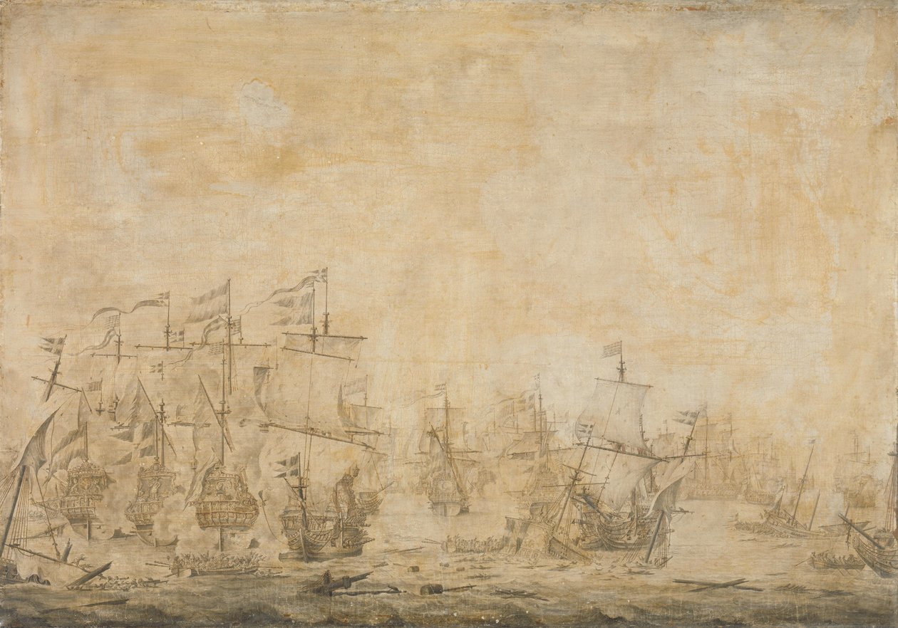 Slaget mellom den nederlandske og svenske flåten, i Øresund, 8. november 1658 av Willem van de Velde (I) (attributed to)