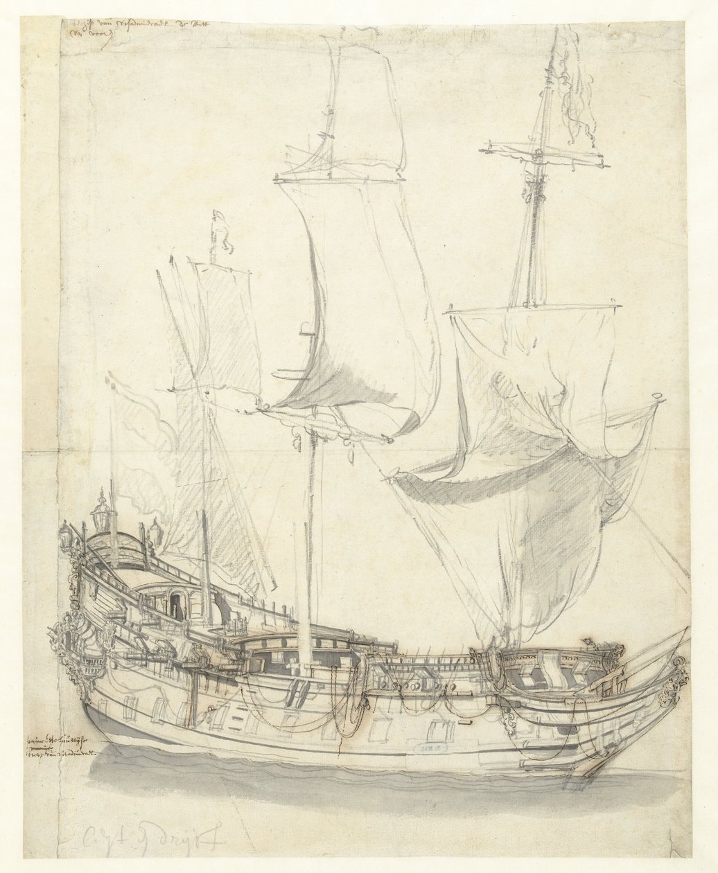 Send Princesse Royale av viseadmiral Witte de With av Willem van de Velde (I)