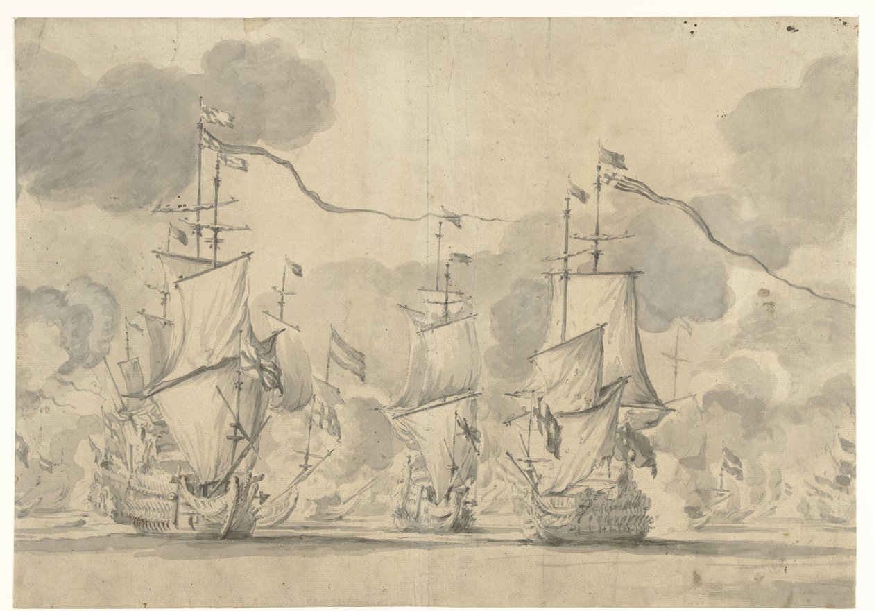 Slaget ved Lowestoft 13. juni 1665 av Willem van de Velde (I)