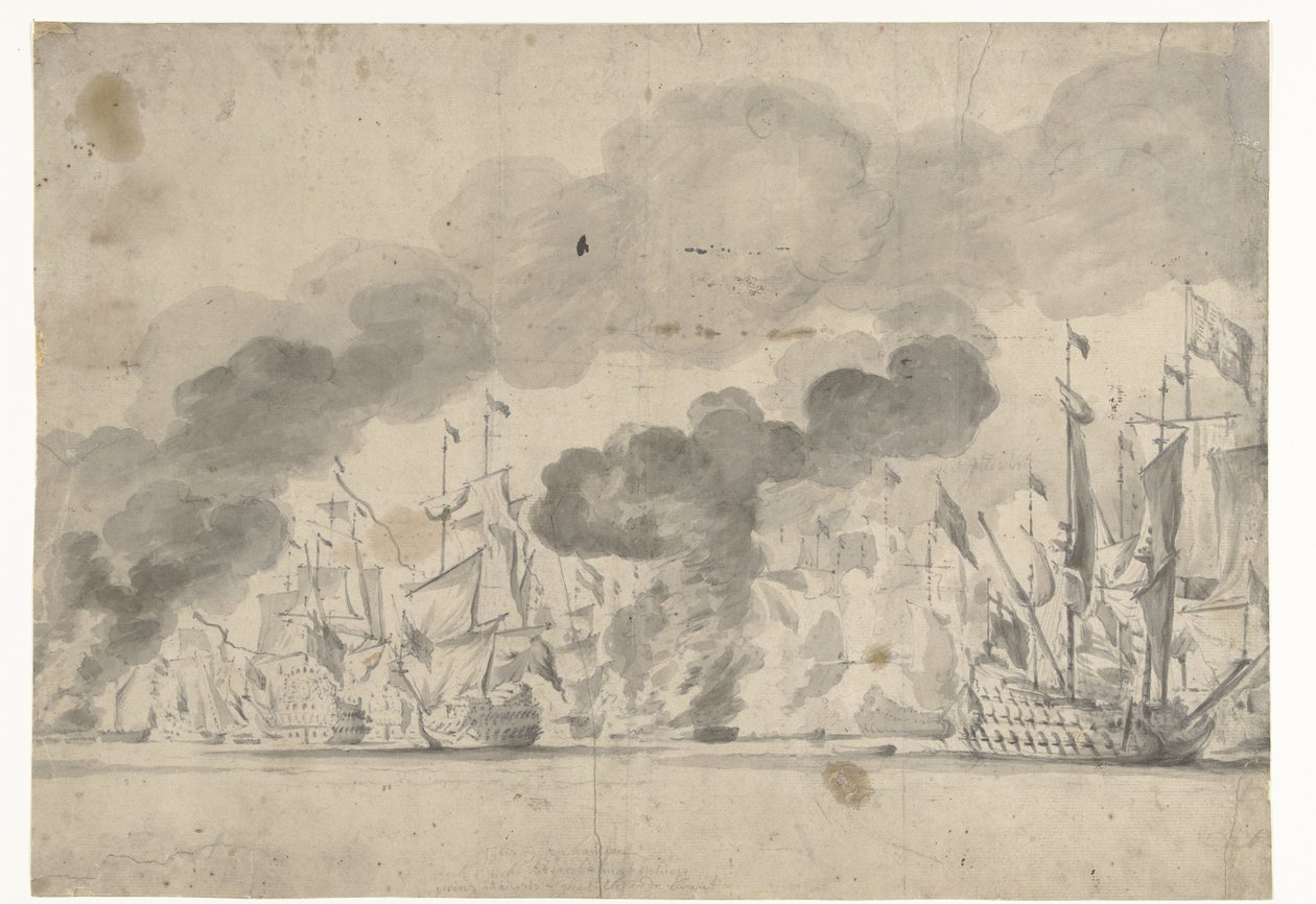 Slaget ved Lowestoft 13. juni 1665 av Willem van de Velde (I)