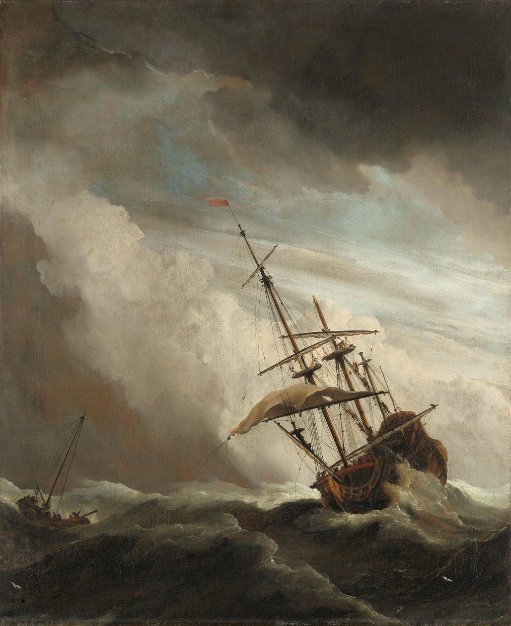 Et skip på åpent hav fanget av en storm, kjent som 