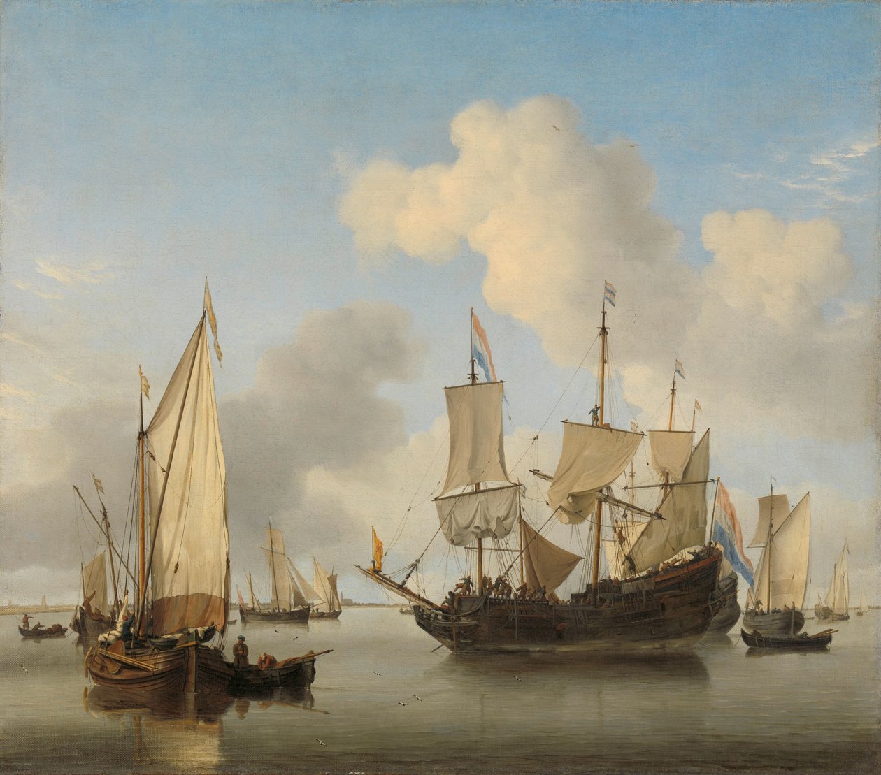 Skip ved anker på kysten av Willem van de Velde (II)