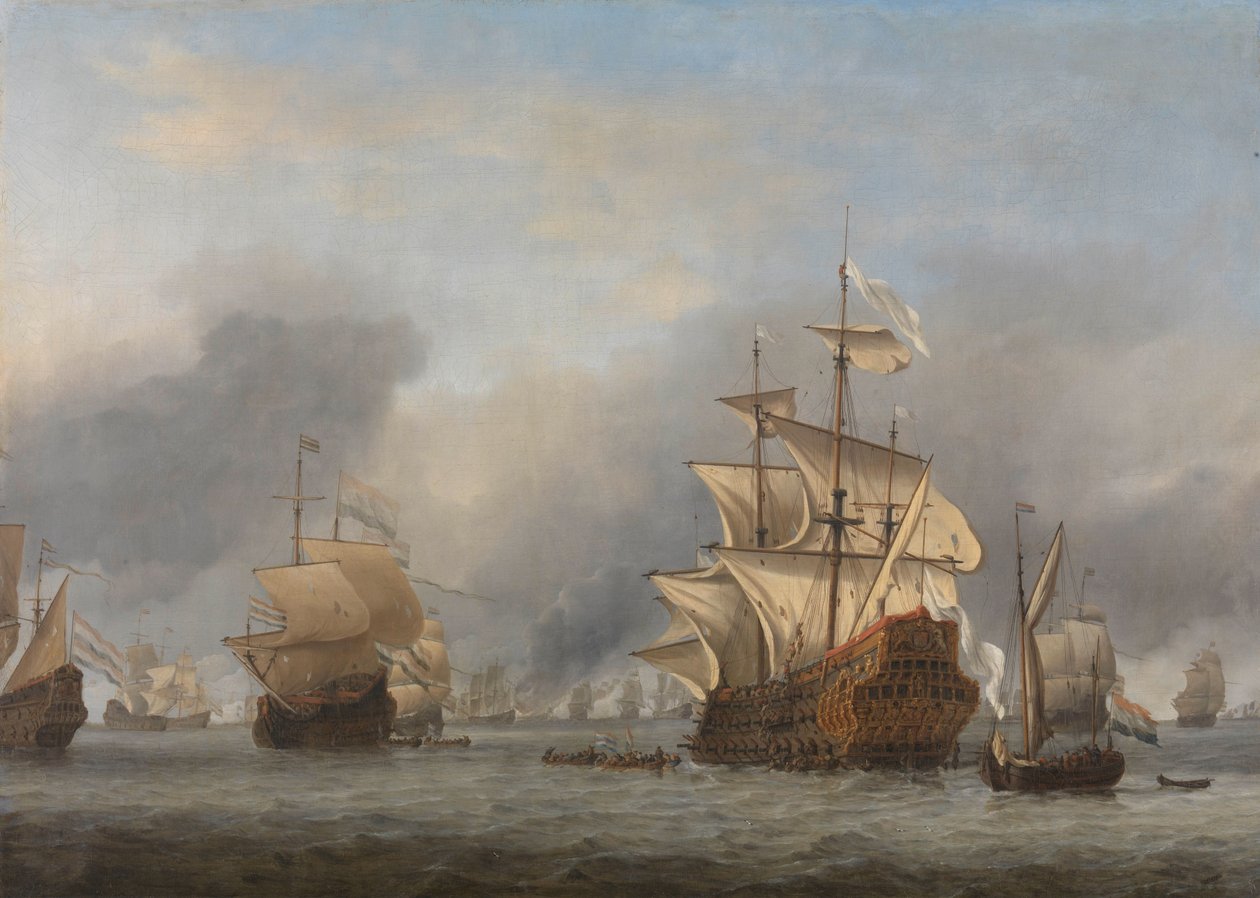 Fangsten av den kongelige prinsen Erobringen av det engelske admiralskipet «Royal Prince» 13. juni 1666, under de fire dagers kamp, ​​11.–14. juni 1666: episode fra den andre anglo-nederlandske krigen (1665–67) av Willem van de Velde (II)